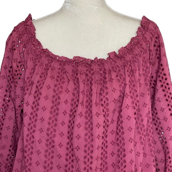 Lane Bryant Women’s Eyelet Off The Shoulders Peasant Top Blouse Plus Size 18/20 - Picture 4 of 10